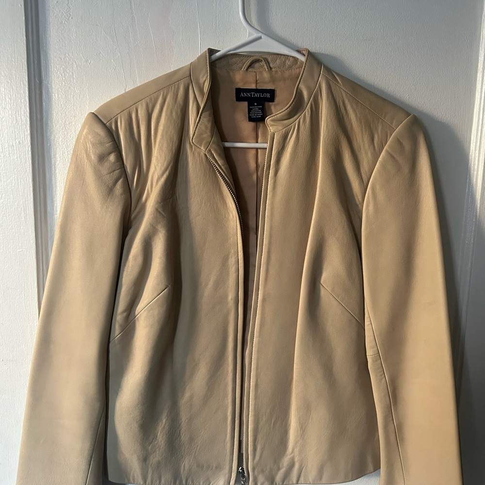 Ann Taylor Beige Leather Jacket